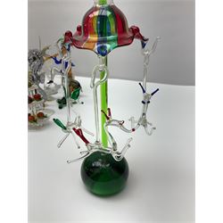 Large collection of hand-blown glass animals and figures, to include fish, birds, cats, dogs, monkeys etc