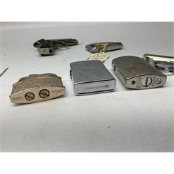 Collection of lighters to include examples by Ronson, Kingsway and Penguin, mother of pearl and engine turned examples, together with quantity of cigarette cases