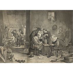 Lépicié after David Teniers the Younger (Flemish 1610-1690): 'Les Francs Maçons Flamands en Loge' engraving pub 1747, 43cm x 53cm; 'Hampshire' and 'Sussex', two William Hole (British -1624) reproduction maps 52cm x 41cm (unframed) (3)