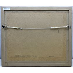 Peter Lapish (British 1937-): 'Bolton Abbey from the Cliff', acrylic on paper signed, titled verso 27cm x 36cm