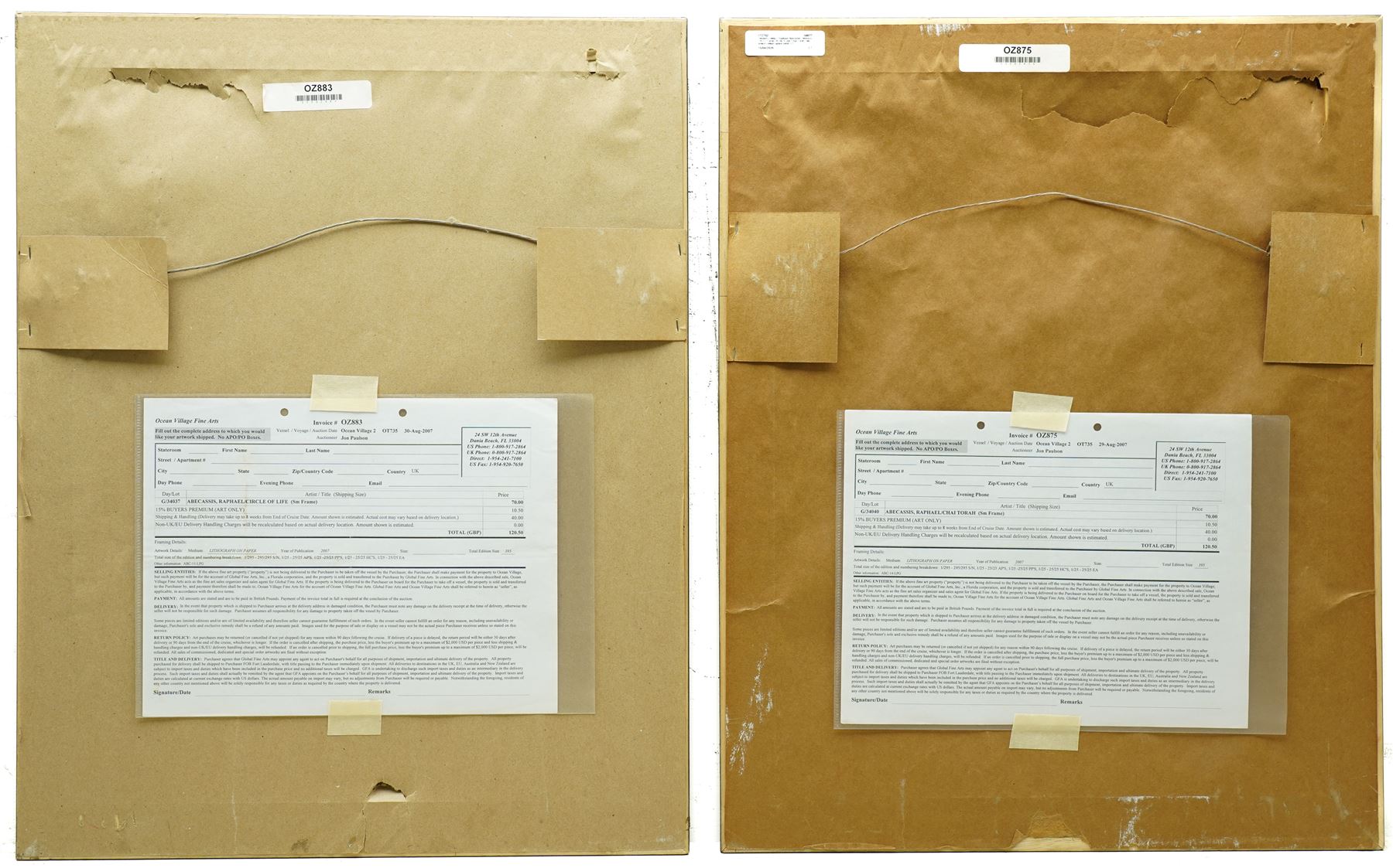 Raphael Abecassis (Morocco 1953-): 'Circle Of Life II' and 'Chai Torah', two limited edition prints signed and numbered 20/295 and 5/295, 24cm x 17cm and 31cm  x 24cm (2)