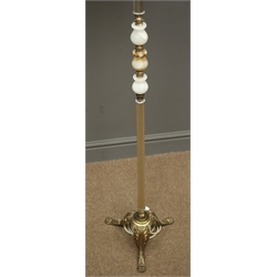  Cream finish standard lamp, reeded column, three splayed moulded supports, H138cm  