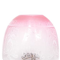 Victorian brass oil lamp, the Corinthian column supporting a cranberry glass burner and opaque etched cranberry glass shade and clear glass chimney, overall H77cm