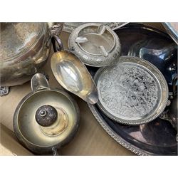 Walker & Hall silver-plate circular comport, stamped 51900, H14.5cm together with further Walker & Hall silver plate circular dish and teapot, and other silver-plate and other metalware
