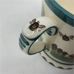 Griselda Hill Pottery Wemyss tyg, decorated with bees and beehive, H12cm