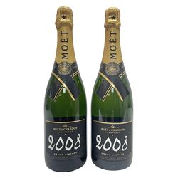 Moet & Chandon, 2008, grand vintage champagne, 750ml, 12.5%, two bottles