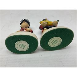 Thirteen Robert Harrop figures from the Beano Dandy collection, comprising Yo-Yo Collectors Piece 1996, Desperate Dan BD03, Cuthbert Cringeworthy BD08, Teach BD06, 'Erbert BD14, Toots BD12, Winston BD17, Fatty BD07, Dennis The Menace BD01, Dennis the Menace Fishing BD806, Sydney BD13, Wilfrid BD15 and Plug BD11