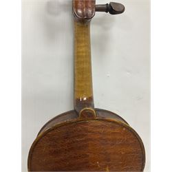Michael Lindsay of Stockton-on-Tees violin, dated 1904 on the label and stamped on the neck, full length 60cm In a later soft case