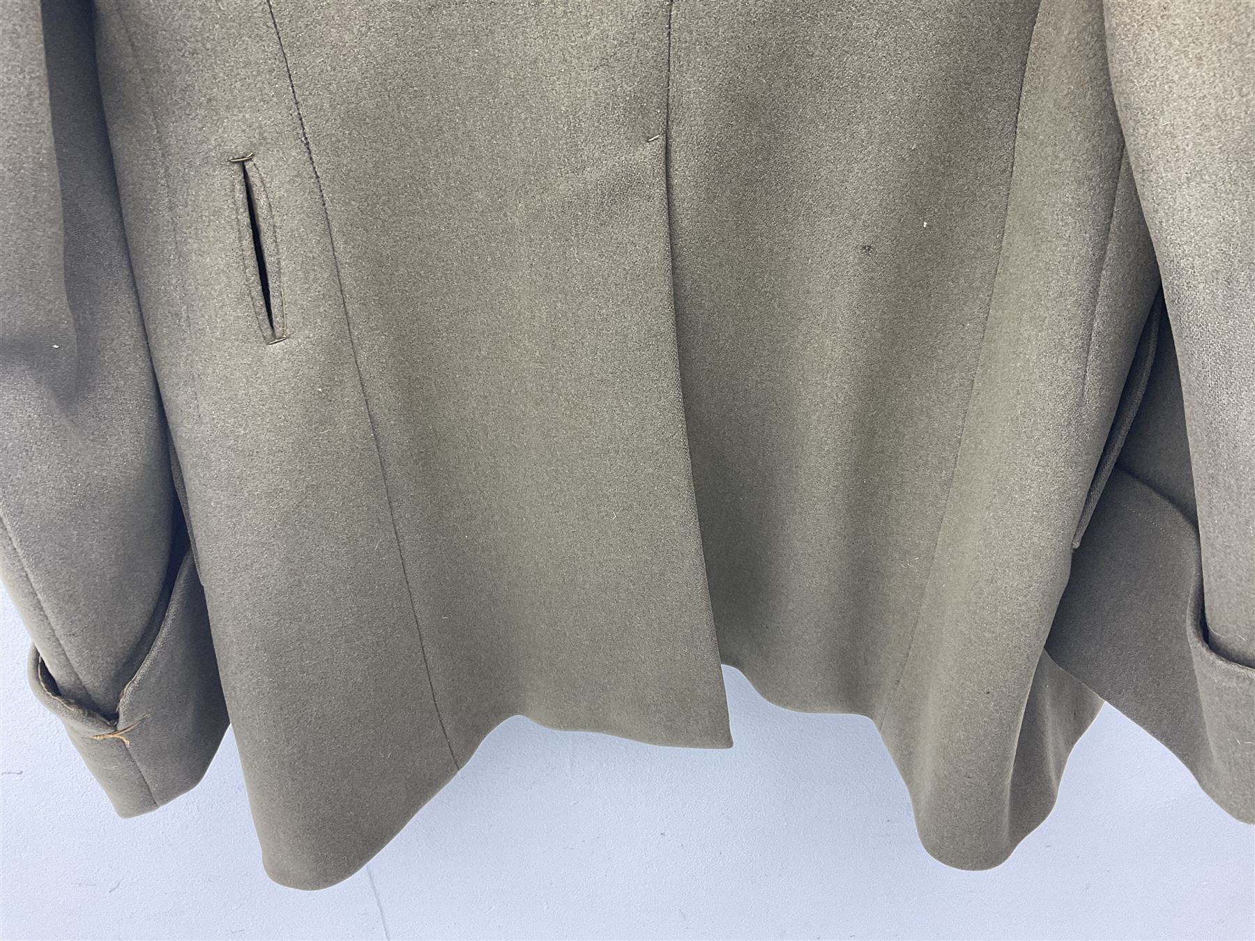 WW2 French Artillery Officer's greatcoat; bears label 'P. Vauclair 40 Boul. du Montparnasse Paris (inscribed to) Mr. Babin Le 17/4/40 No.674'