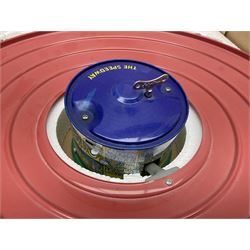 Schylling - six tinplate models comprising Sir Ian’s Bluebird racing car, Speedway Auto Racer, two Aluminium Airships, Tin Speedboat and Ernest in the Music Box; all in original boxes 