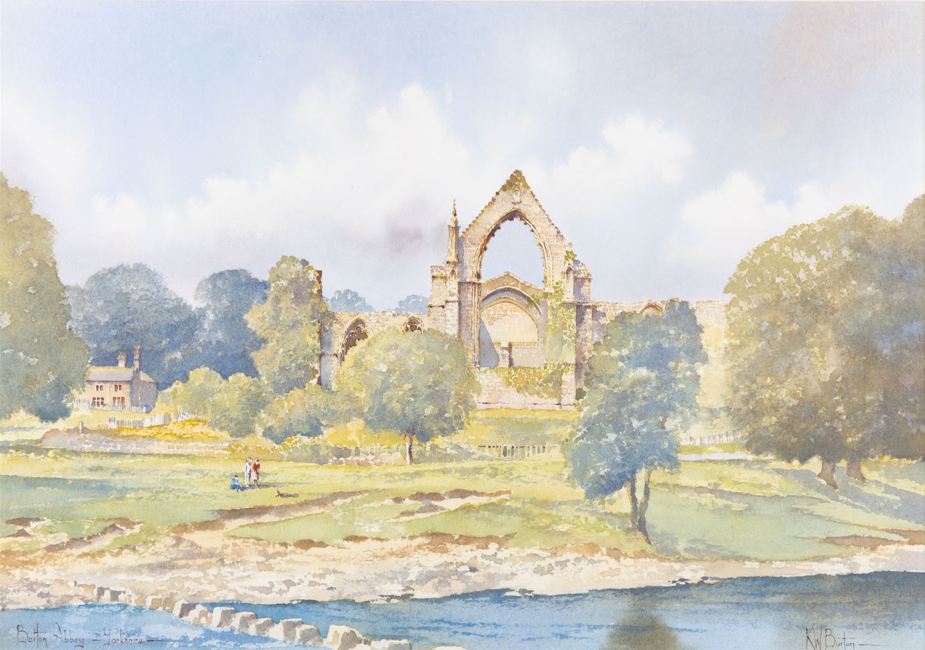 Kenneth W Burton (British 1946-): 'Bolton Abbey - Yorkshire', watercolour signed and titled 25.5cm x 36.5cm
