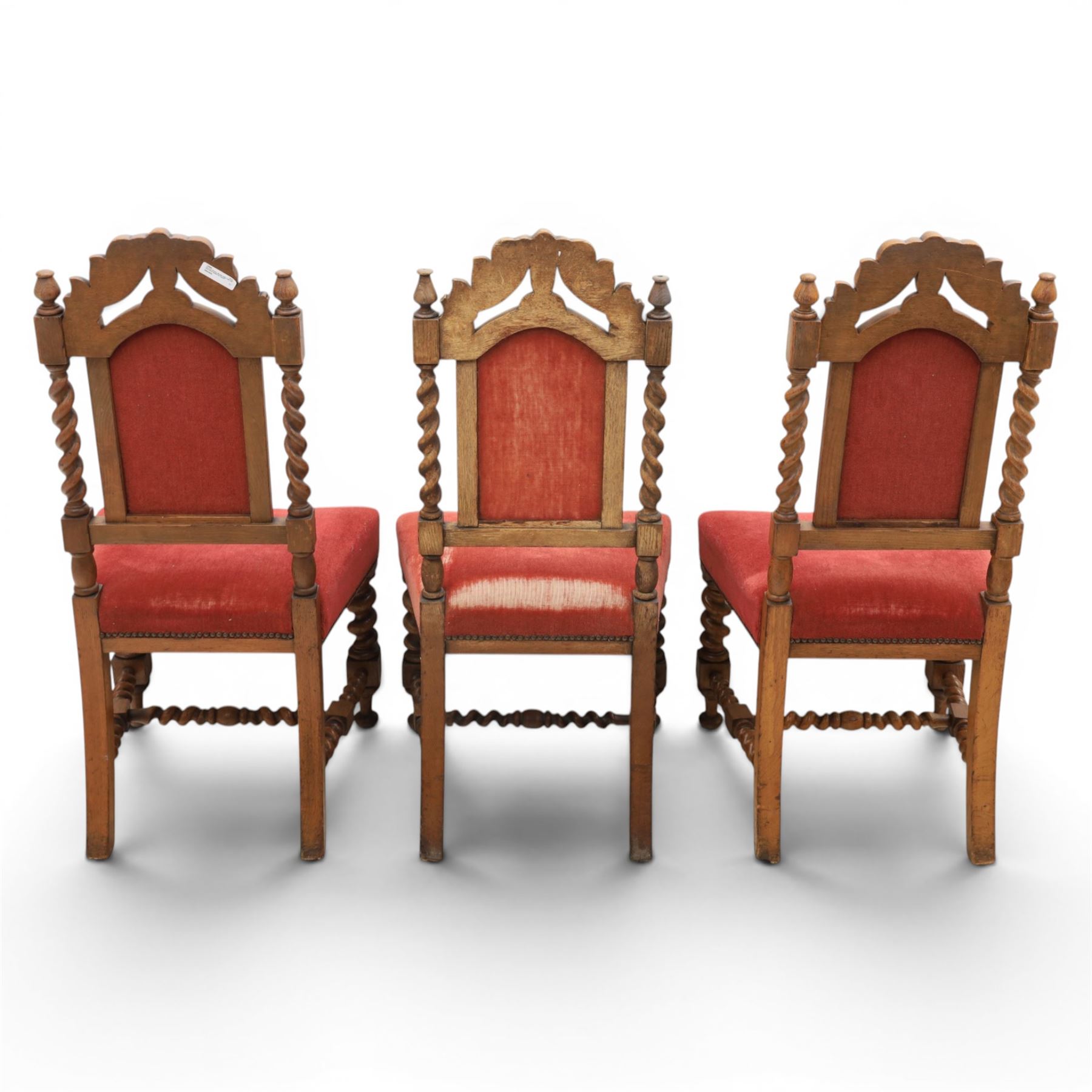 Set of six Victorian high-back dining chairs with spiral turned uprights and supports