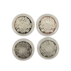 The Royal Mint United Kingdom 2013 'The Queen's Portrait Collection' four silver proof piedfort five pound coin set, cased with certificate
