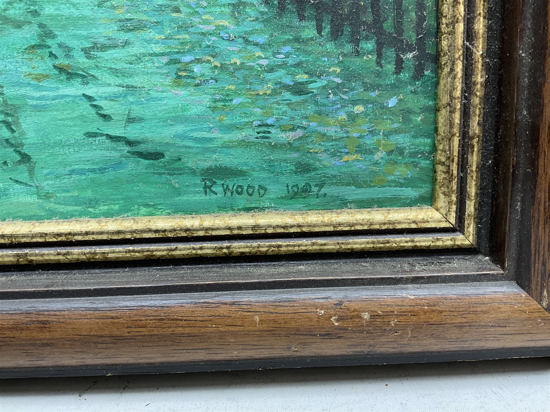 Robert Wood (British 20th century) after Atkinson Grimshaw: Moonlight Street scenes, two oils on board signed and dated (19)94/97, 46cm x 37cm (2)