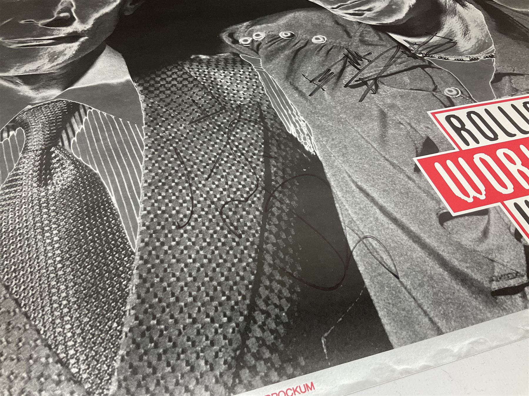 Rolling Stones Voodoo Lounge World Tour 1994/95 poster signed in black marker pen by Charlie Watts, Keith Richards, Mick Jagger and Ronnie Wood 58 x 81cm, unframed