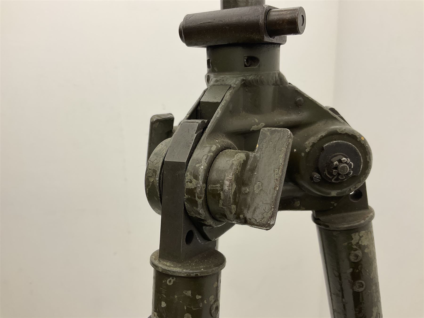 German machine gun stand of adjustable tripod form, marked 'NHW 7/63 12 -135 - 6089'