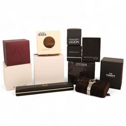 Collection of wristwatches including Tissot PR 100, Citizen Eco Drive, Accurist Skymaster,...