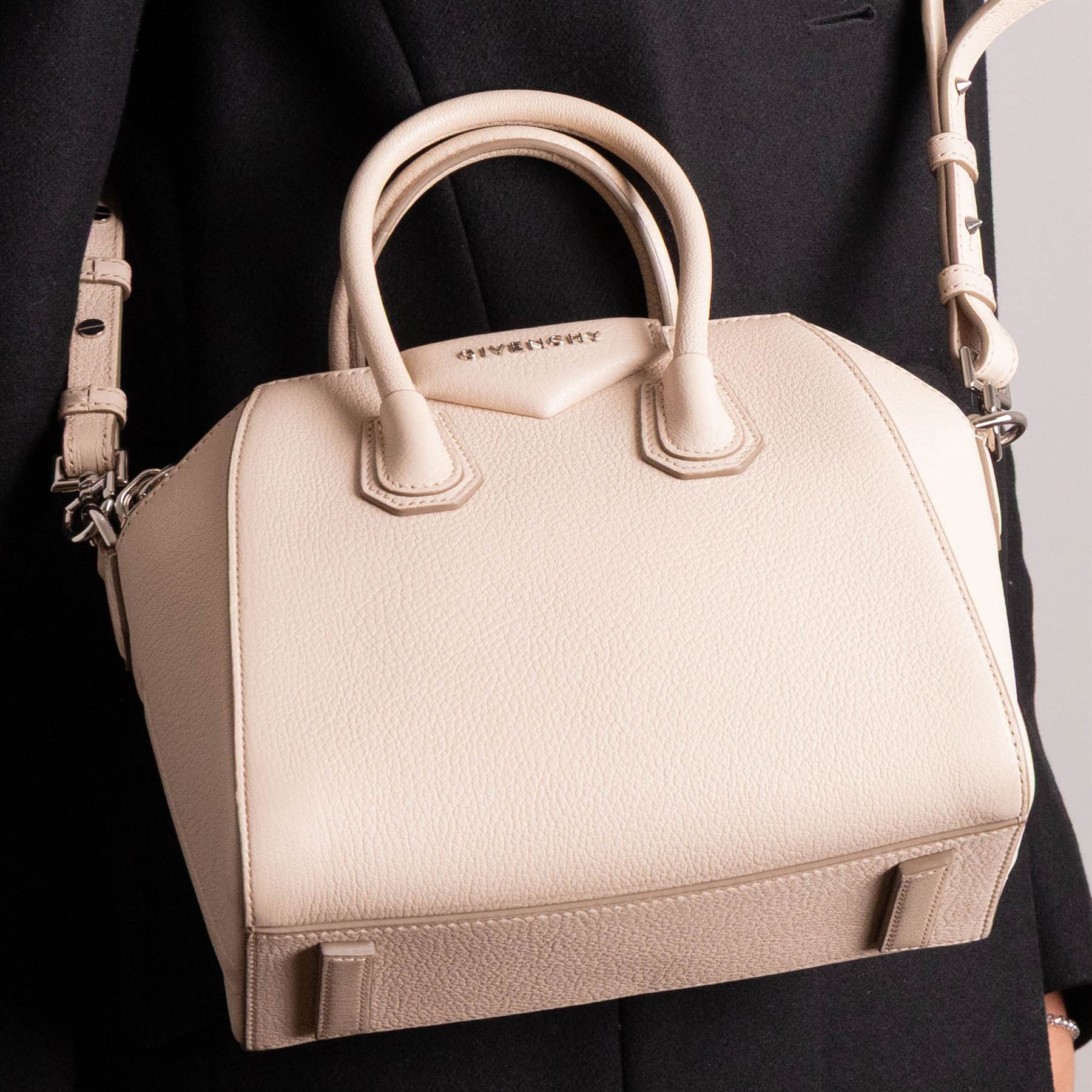Givenchy - ‘Antigona’ Mini Bag, introduced circa 2011 under Riccardo Tisci, in structured white grained goat leather, with twin top carrying handles and detachable wide adjustable crossbody strap, with silver tone hardware, with original dust bag