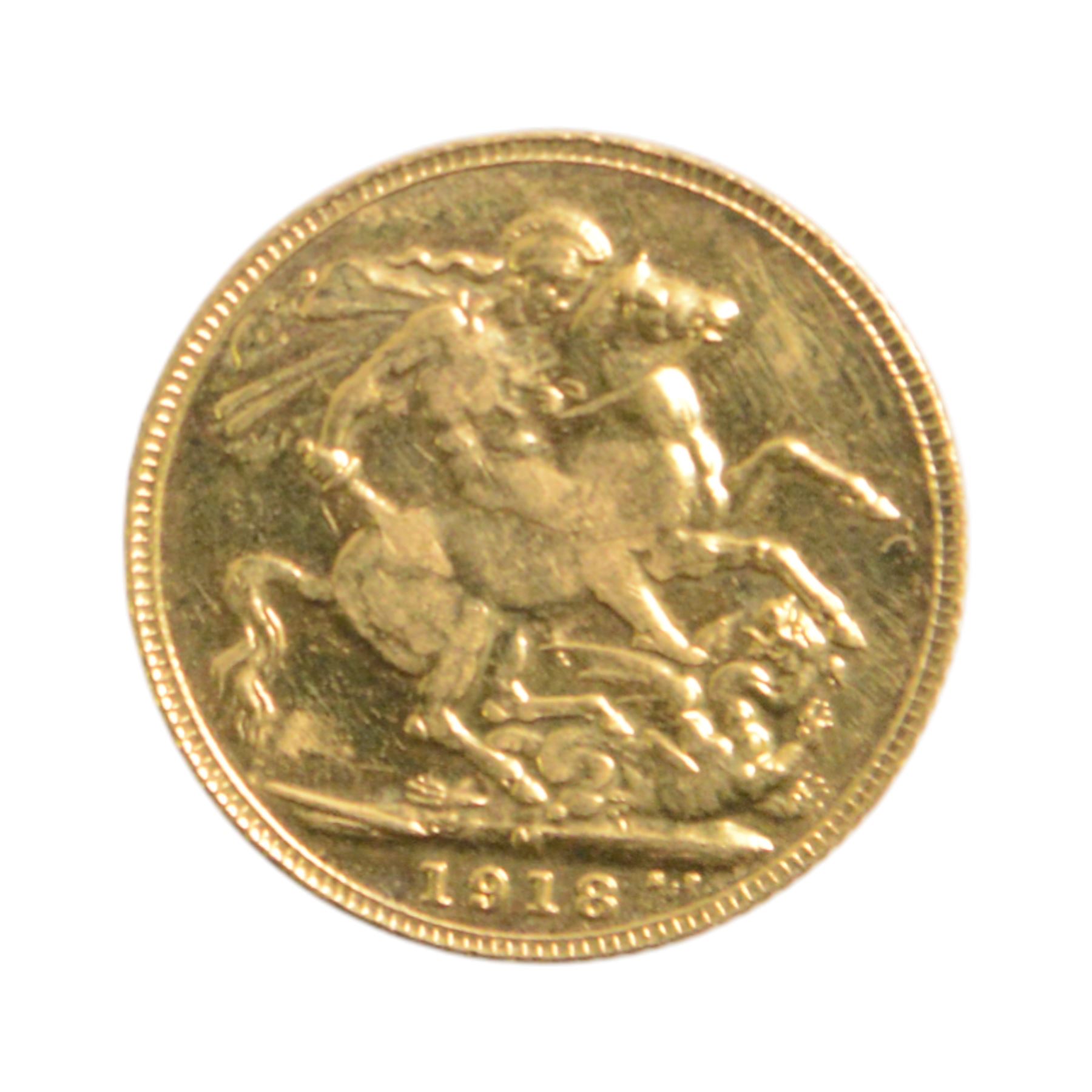 22ct gold cast copy of a King George V 1918 gold full sovereign coin