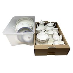 Mayfair tea and dinner wares decorated with floral design and gilding, to include lidded tureen, tea and coffee pots and cups, dinner plates etc, together wtih a quantity of Burslem Till & Sons Empire bowls etc