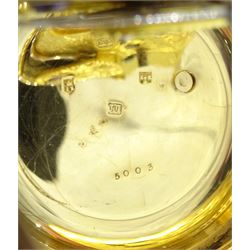 George IV 18ct gold lever fusee pocket watch by Abraham Jackson, Liverpool, No. 5003, gilt dial with Roman numerals and subsidiary seconds dial,  later Victorian engine turned case with cartouche by Henry Stuart, Chester 1860