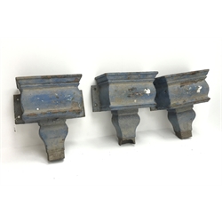  Three cast iron ogee shaped rectangular rain water hoppers, W48cm  