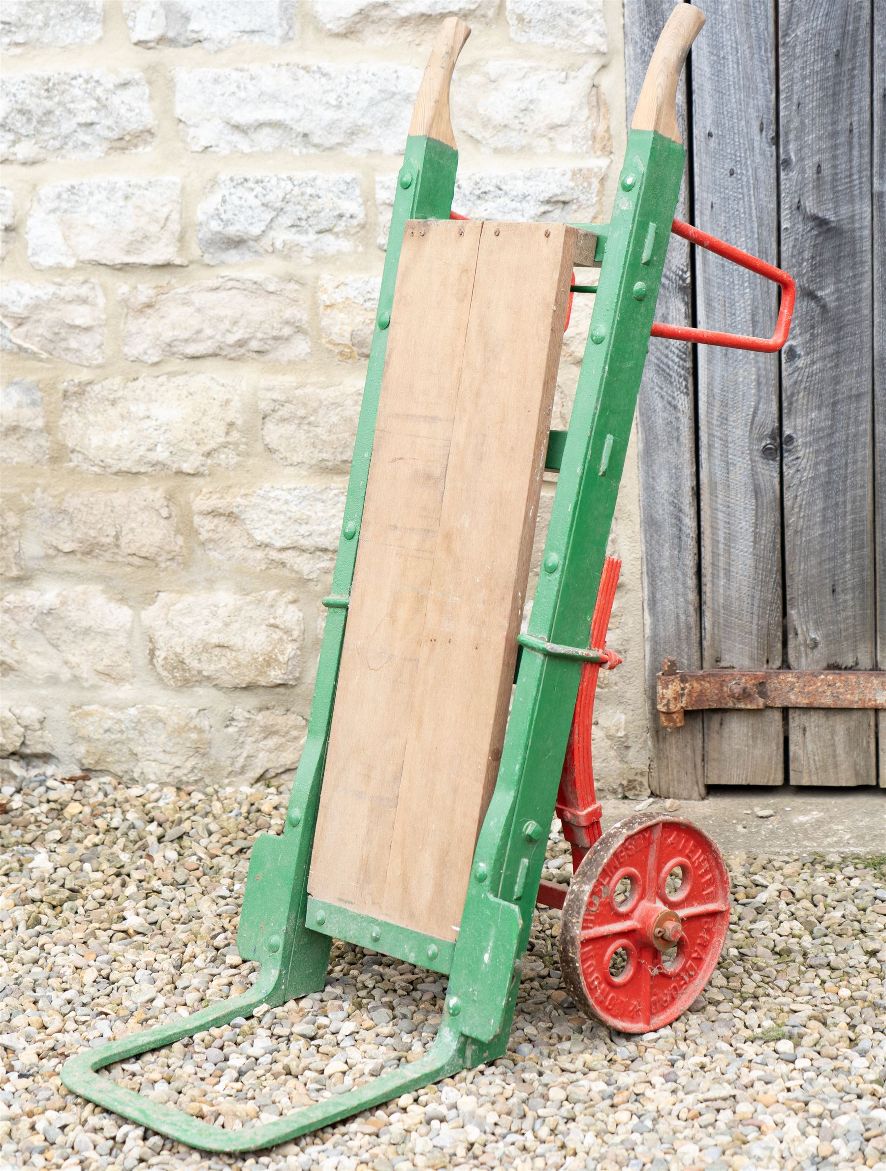 20th century porters sack barrow, the wheels marked H. G Slingsby Patentee Bradford & London 