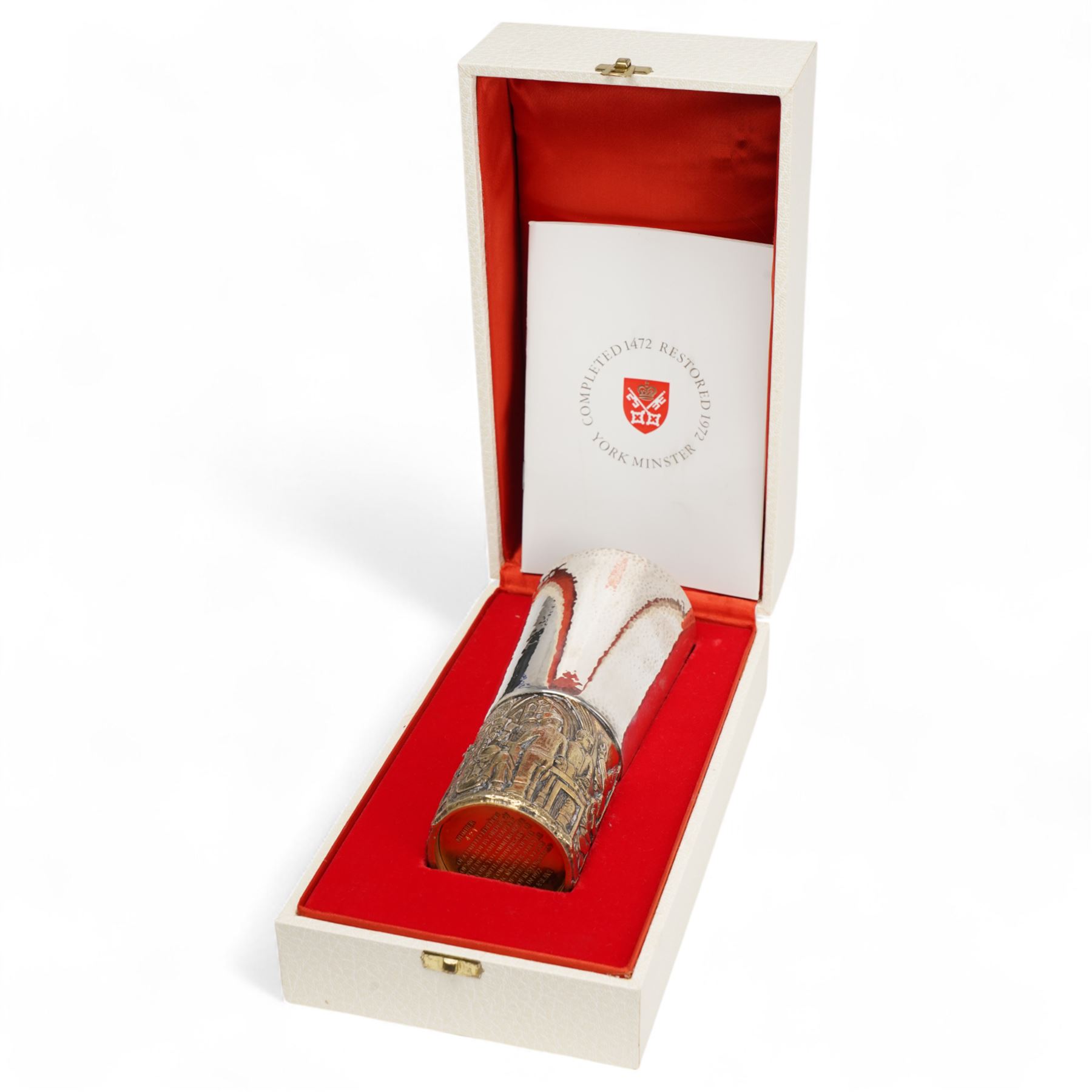 AURUM - The York Minster parcel gilt silver goblet by Hector Miller commemorating 500th Anniversary of the completion of York Minster and completion of the restoration  H17cm London 1972, limited edition 421/500 in original box