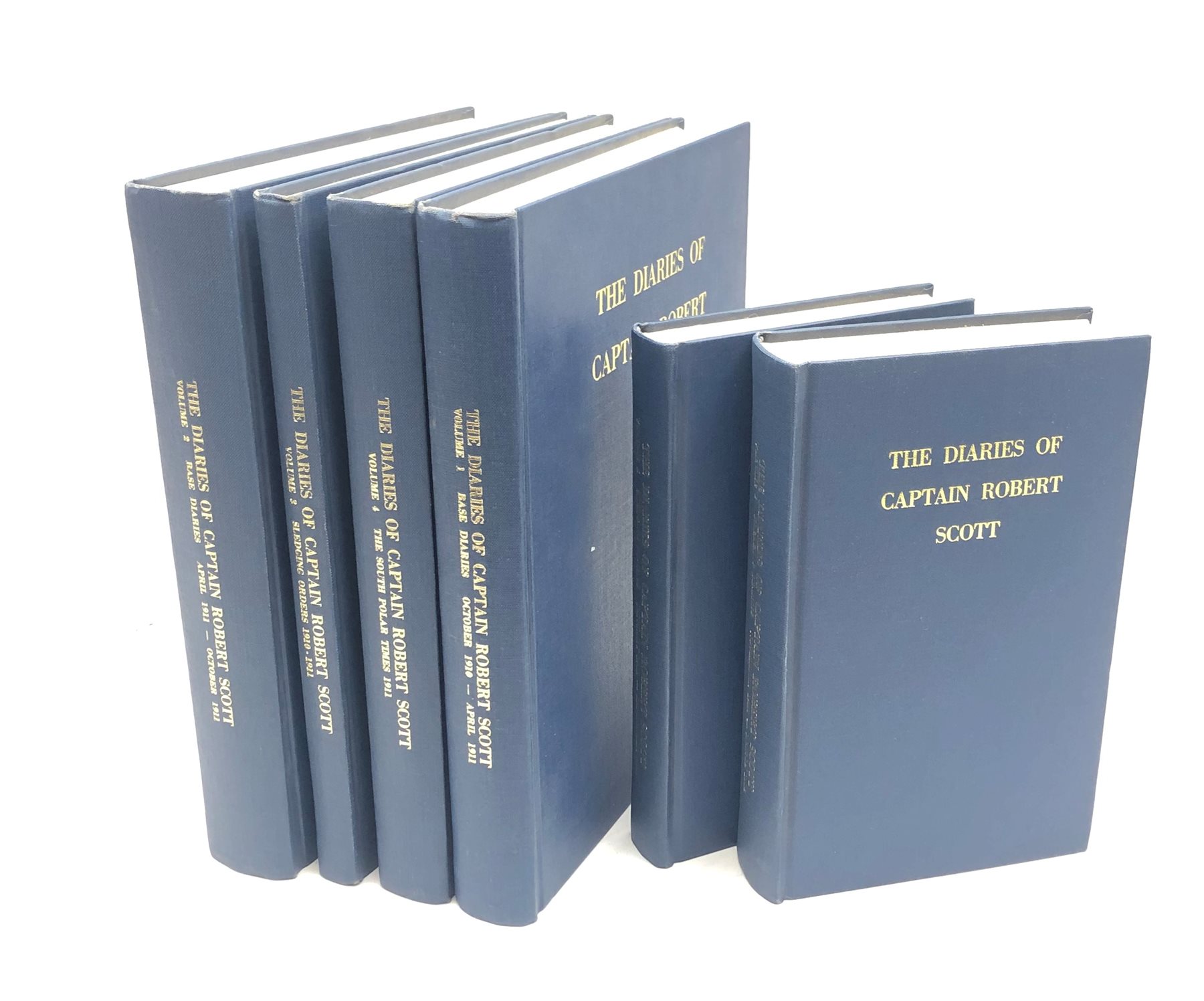  Scott (Captain Robert F.): The Diaries of Captain Robert Scott. A Record of the Second Antarctic Expedition 1910-1912. Six volumes. University Microfilms Ltd, 1968. Original blue cloth. 4to & 8vo. Only facsimile edition of the entire expedition including Base Diaries, Sledging Orders, South Polar Times and Sledging Diaries. 6vols  