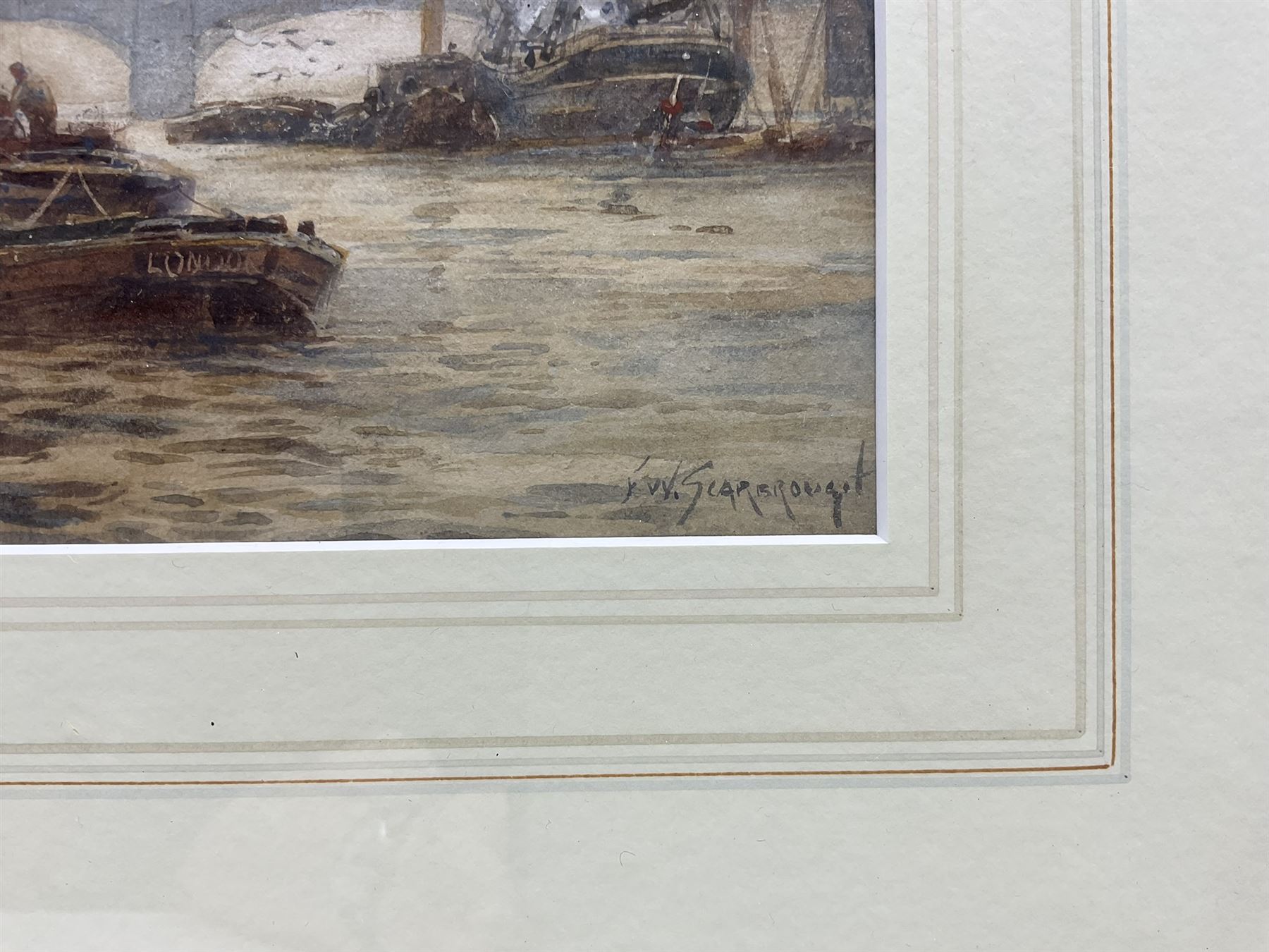 Frank (Frederick) William Scarborough (British 1860-1939): 'Sunset - Tower Pool London' and 'London Bridge', pair watercolours signed and titled 17cm x 24cm (2)