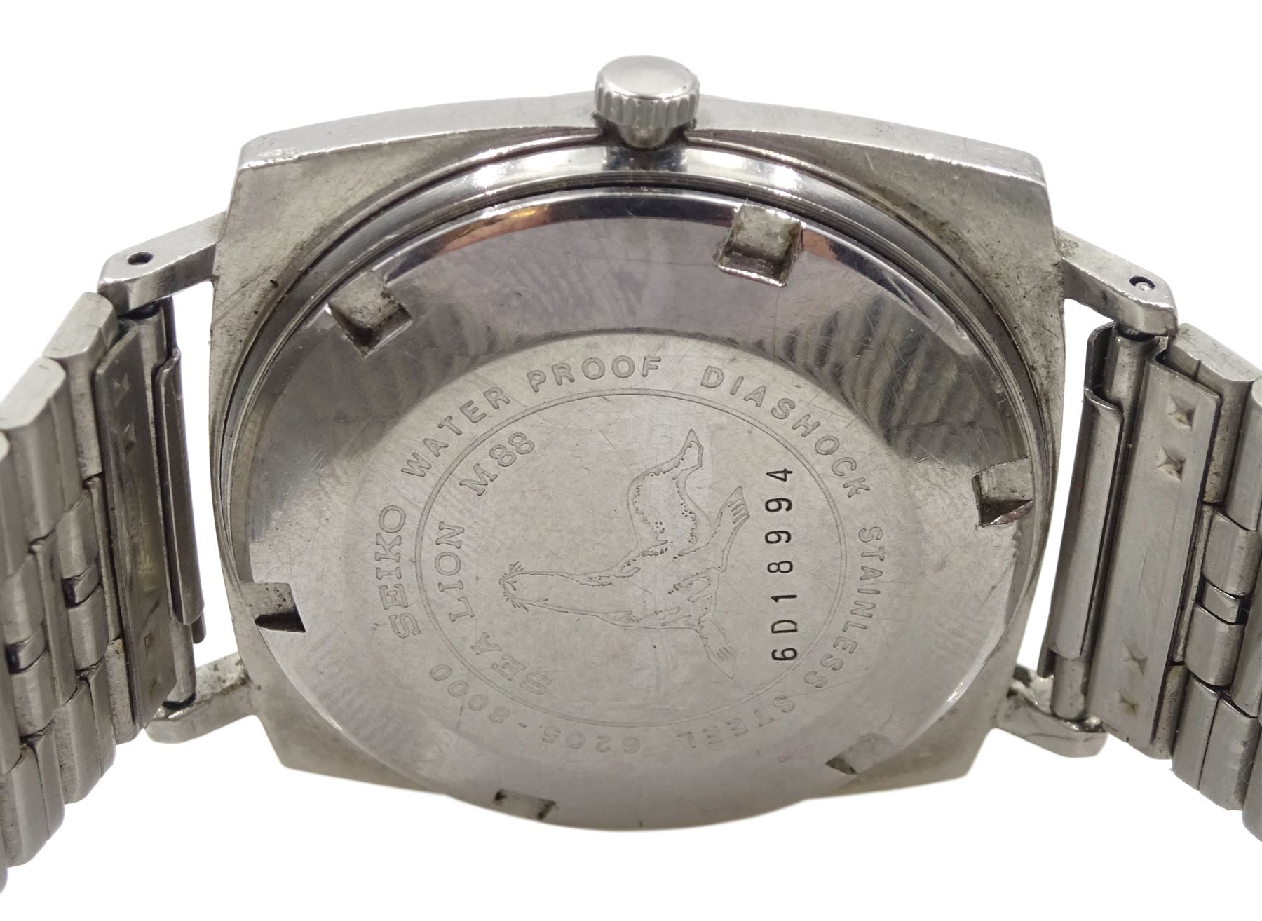 Seiko Sea Lion Selfdater M55 gentleman's stainless steel automatic wristwatch, Cal. 6205B, on stainless steel strap