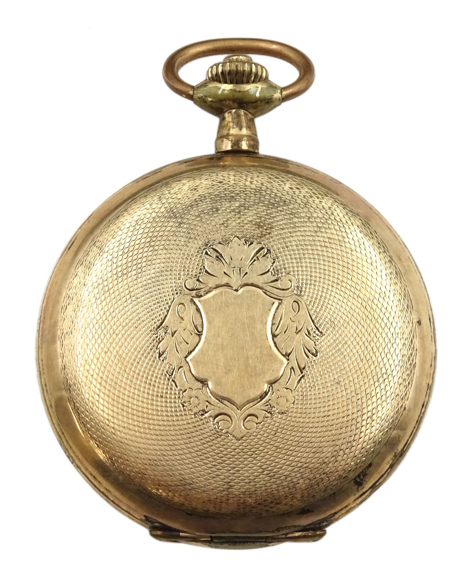 Early 20th century silver tapering Albert chain with fob and brass seal fob and a gold-plated full hunter lever pocket watch by Drusus