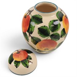 Wemyss Pottery ginger jar, decorated with apples, signed beneath, H18cm