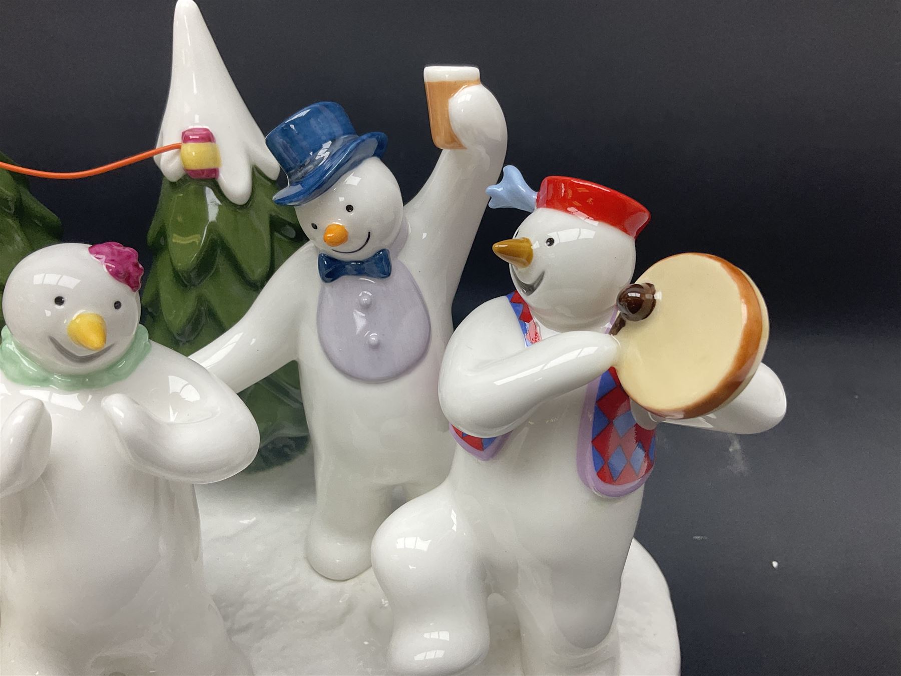 Coalport Characters The Snowman; The Snowman's Party, modeled as the party scene from the snowman, limited edition 316 of 500, with certificate and original box, H16cm L47cm   