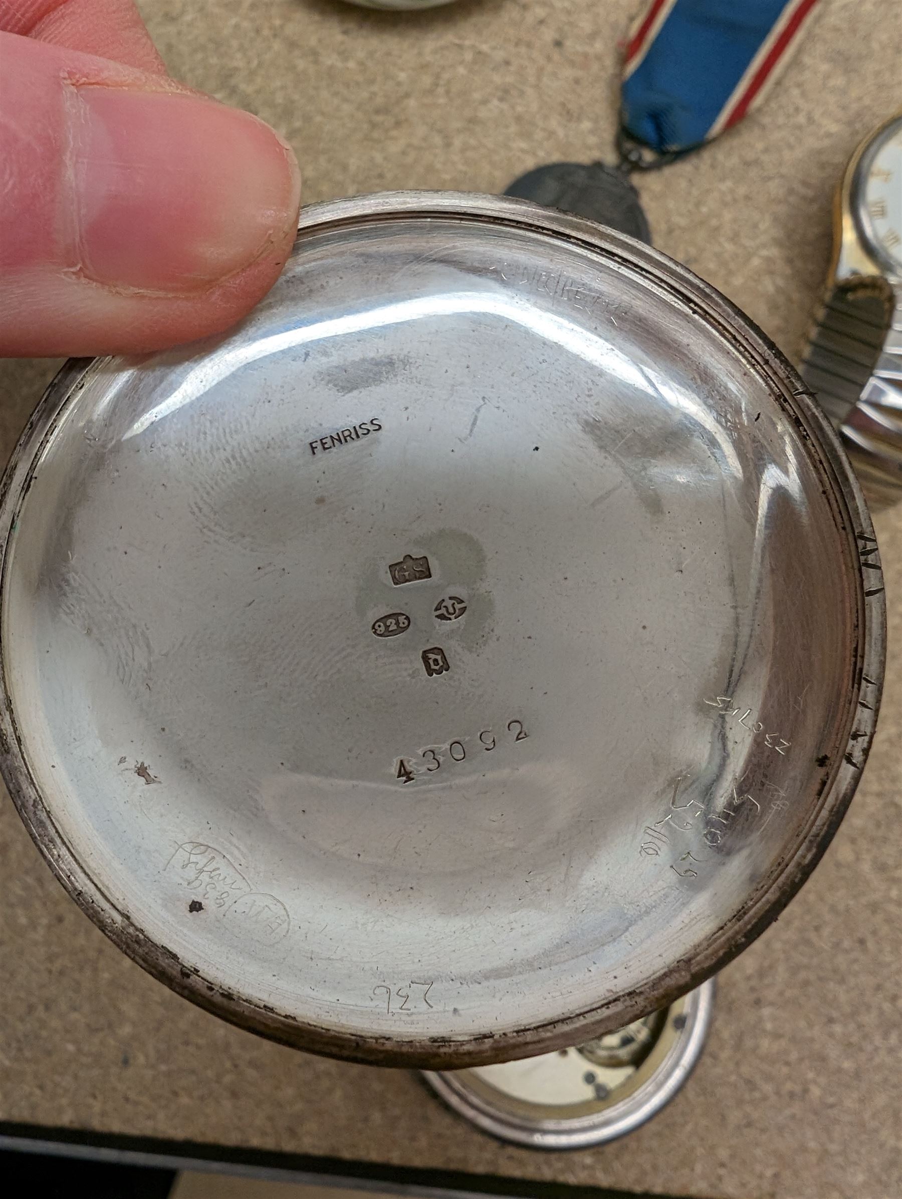 Early 20th century silver lever pocket by Stockwell & Co, London import mark 1919, together with a Timex wristwatch and a Limit wristwatch, 1937 Coronation medal and ceramic trinket dishes/box
