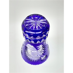 A 20th century Blue Flash cut vase cut with stylised floral sprays, H28cm 