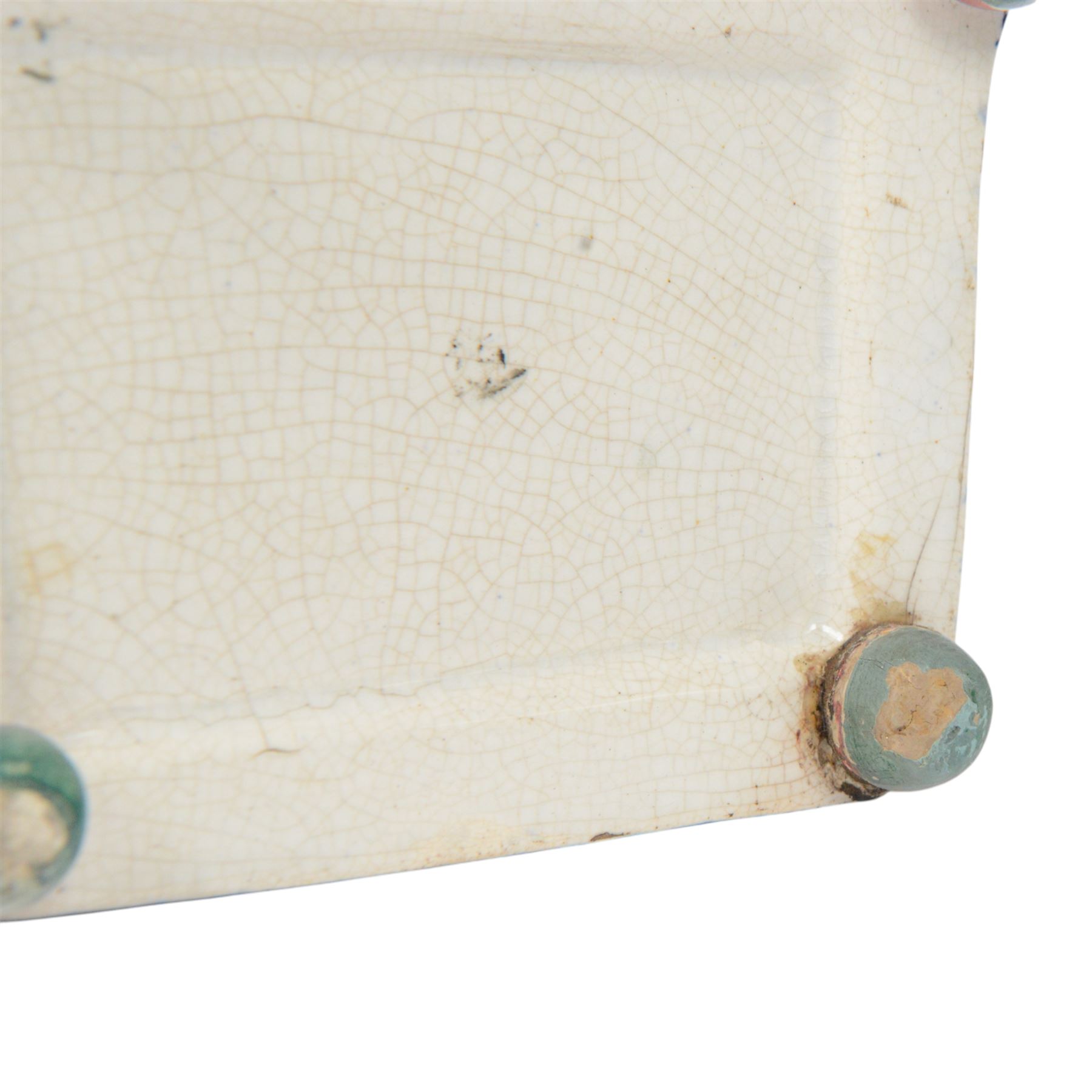 Mexborough Prattware Wesleyan Chapel Money Box, 1848, typically modelled as a chapel with putti to the front corners, on ball feet, inscribed  to the front Emma Sutton Bampton June 18 1848, H17cm, L15cm