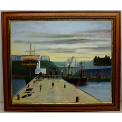  Robert Sheader (British 20th century): On Scarborough Pier, oil on board signed 54cm x 65cm  