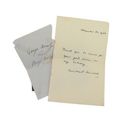 1940s/1950s autograph and sentiment book, with various signatures, including spurious signature for former Prime Minister Anthony Eden, together with a facsimile printed letter dated November 30 1950, 'Thank you so much for your good wishes on my birthday' the paper embossed with House of Commons logo and with printed Winston Churchill signature