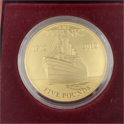 Queen Elizabeth II Bailiwick of Jersey 2012 'R.M.S. Titanic Centenary' gold proof five pound coin, cased with certificate