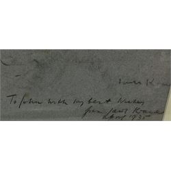 Jacob Kramer (Ukrainian/British 1892-1962): Figure of a Girl, charcoal and pastel signed and inscribed and dated 'To John with my best wishes from Jacob Kramer, April 1935', 30cm x 21cm