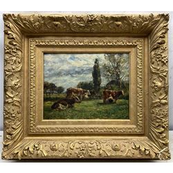 William Mark Fisher RA (American/British 1841-1923): Milking Time in the Cow Pasture, oil on canvas signed 24cm x 31cm 