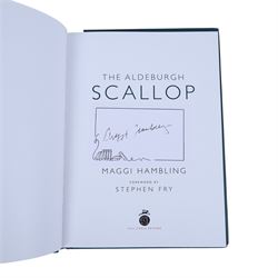 Collection of Maggi Hambling books and memorabilia, to include 'Edge' signed 2017 Marlborough Gallery exhibition catalogue, 'Maggi Hambling - The Works', signed paperback, 2022 Glyndenbourne Festival exhibition catalogue, 'The Aldeburgh Scallop' and two signed postcards