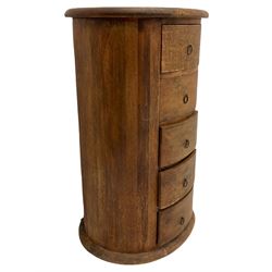 Hardwood oval pedestal chest
