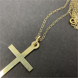 22ct gold wedding band, together with 9ct gold cross pendant necklace and 9ct gold chain links 