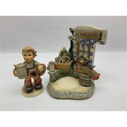 Nine Hummelscapes by Goebel, to include Bavarian Bire Garten, Cuck Crossing, Fisherman's Feast, Strudel Haus etc, each with associated Hummel figures, tallest H14cm 