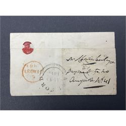 Great Britain Queen Victoria penny black stamp on cover, tied to cover or entire, with black MX cancel
