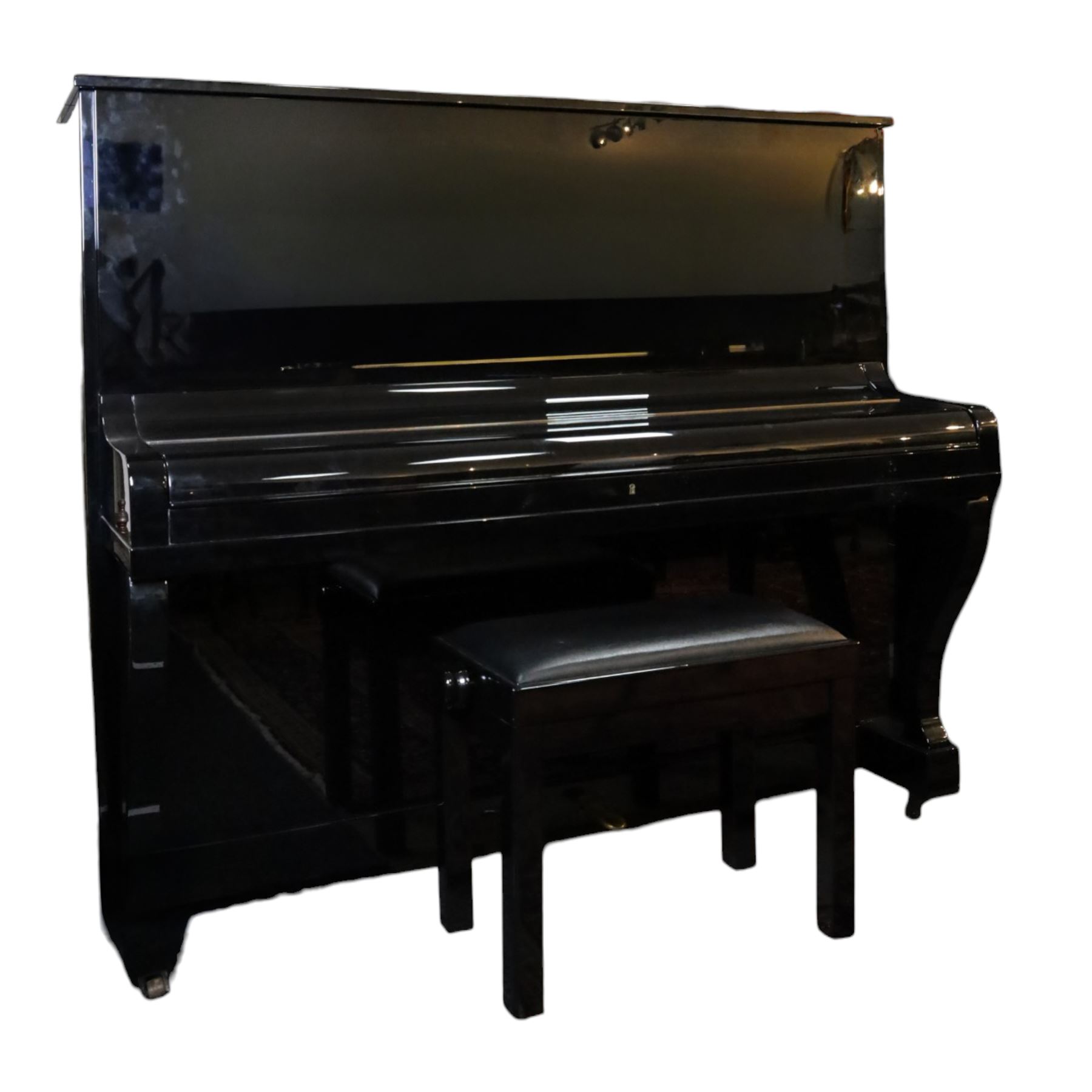 Bösendorfer model 130 upright piano, circa 1941, 88 ivory and ebonised keys within black high gloss polyester case, serial no. 26442