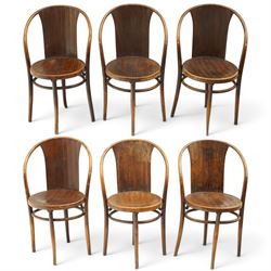 Fischel - Set of six early 20th century Czech Republic bentwood bistro chairs, with contin...