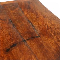 19th century mahogany bow-front chest, fitted with two short and three long graduating cock-beaded drawers, on bracket feet 